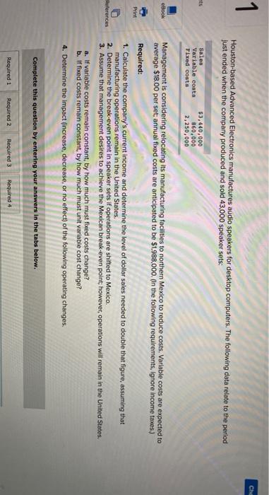  Che 1 Houston-based Advanced Electronics manufactures audio speakers for desktop computers.