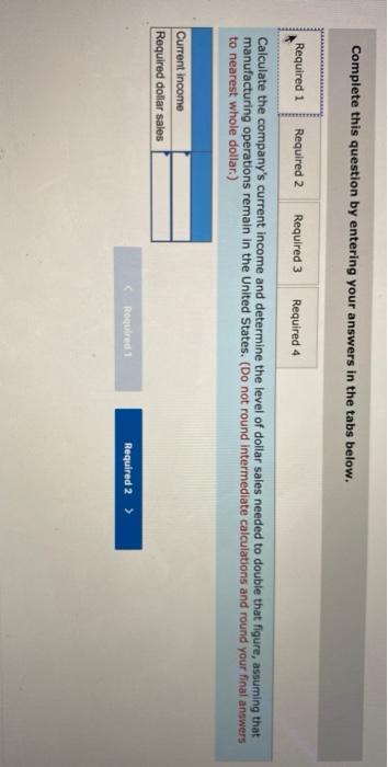 The following data relate to the period just ended when the company