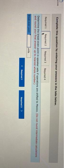 produced and sold 43,000 speaker sets: Sales Variable costa Pixed costs $3,440,000
