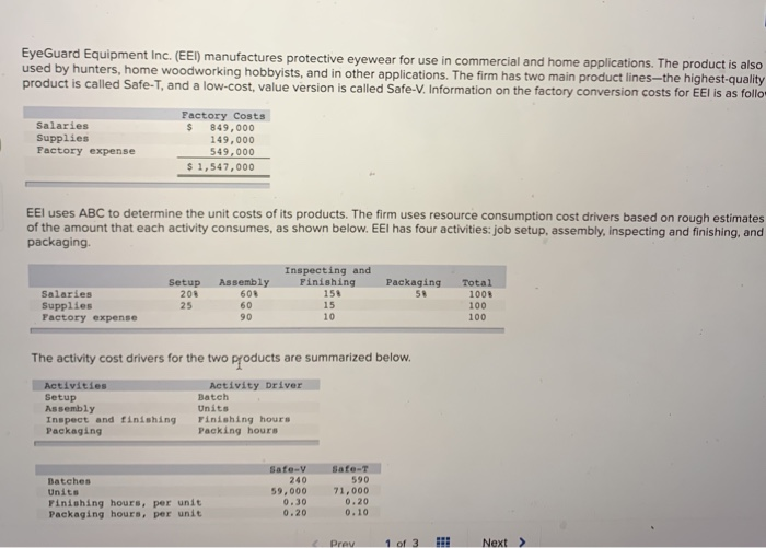 Inspecting and Finishing 156 Packaging Salaries Supplies Factory expense Total 1000 100