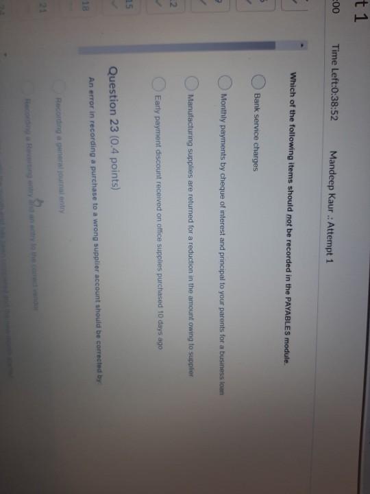  t1 E00 Time Left:0:38:52 Mandeep Kaur : Attempt 1 Which of