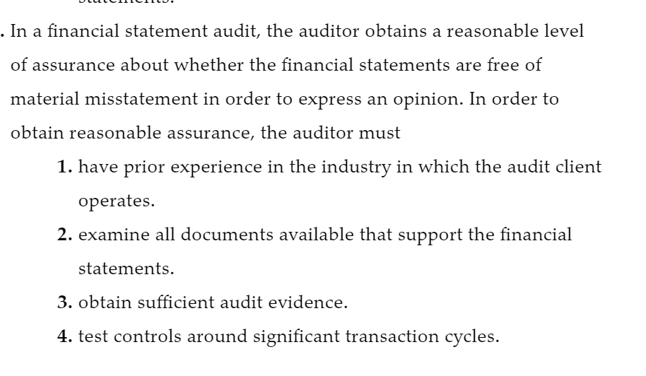 ULULIIT ILLU. . In a financial statement audit, the auditor obtains
