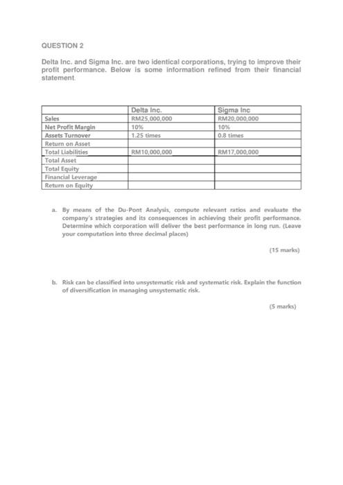 Please help me to answer question 2a (15 marks) and 2b (5