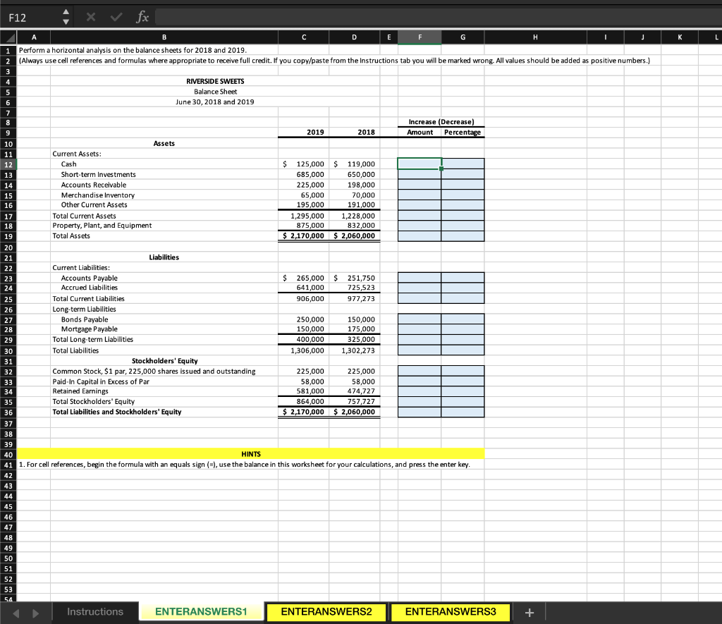 (Always use cell references and formulas where appropriate to receive full credit.