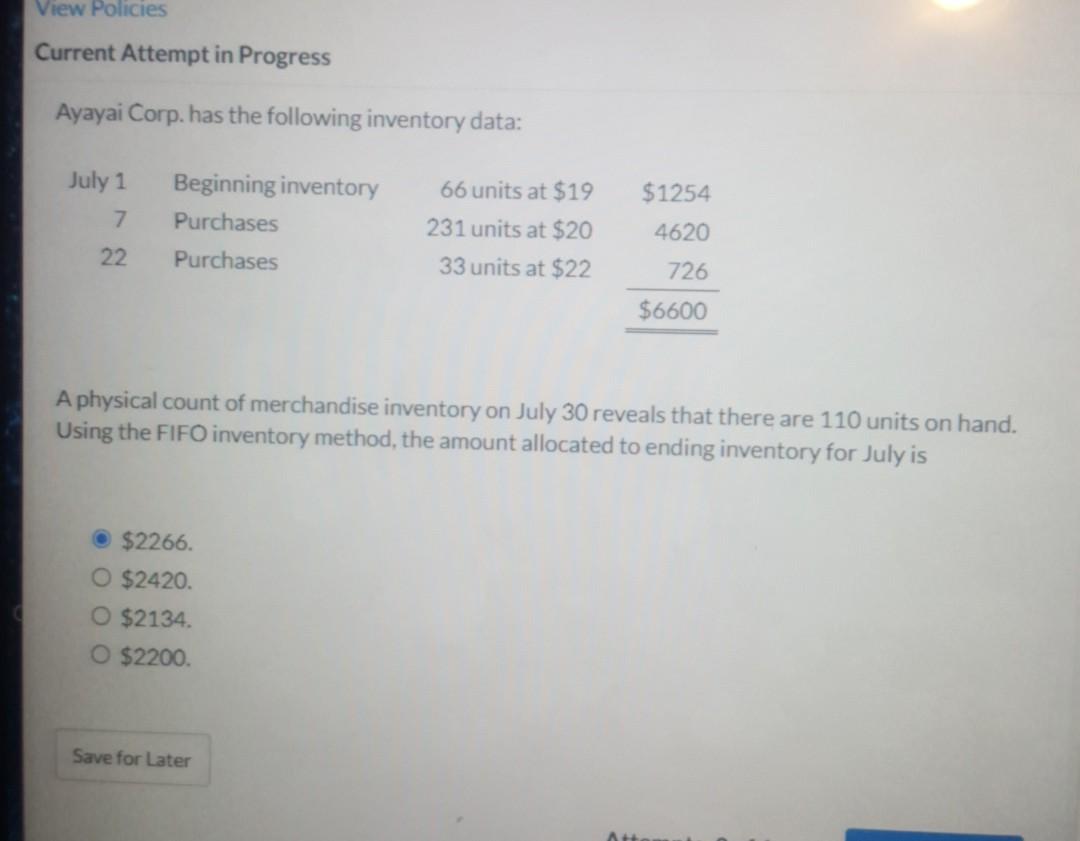  View Policies Current Attempt in Progress Ayayai Corp. has the following