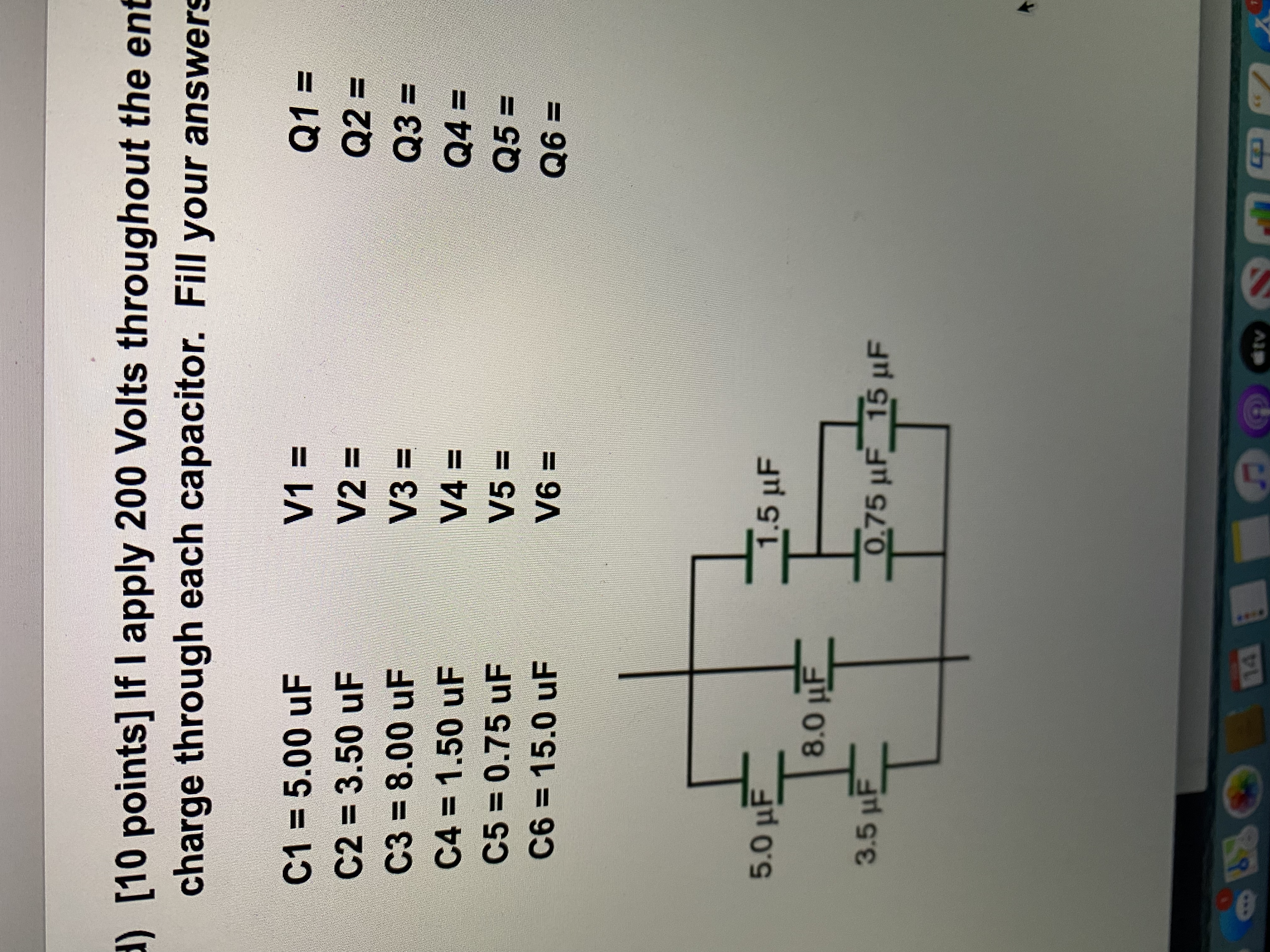 a) [6 points] What is the general equation for adding capacitors in