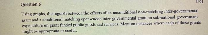 Question 6 Using graphs, distinguish between the effects of an unconditional