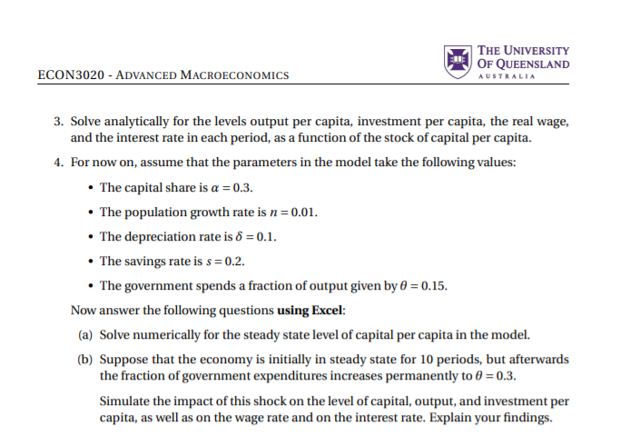 Solow model without technical progress studied in Lectures 1-2. Suppose that we