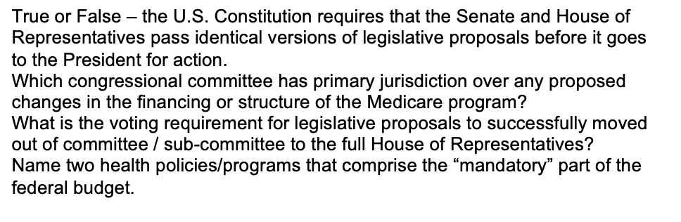  True or False the US. Constitution requires that the Senate and