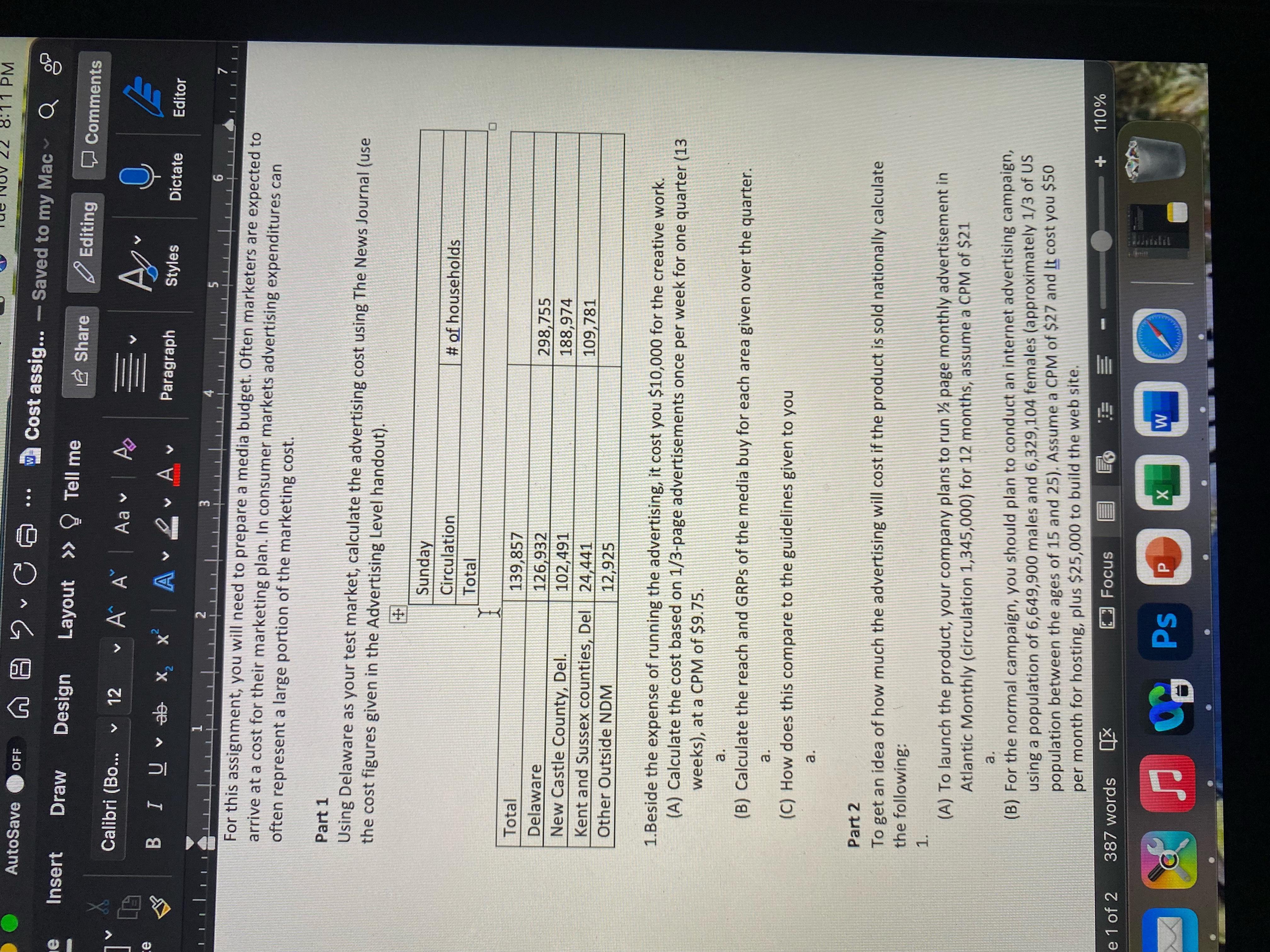  8:11 PM AutoSave OFF A A ? C 5 .. Cost