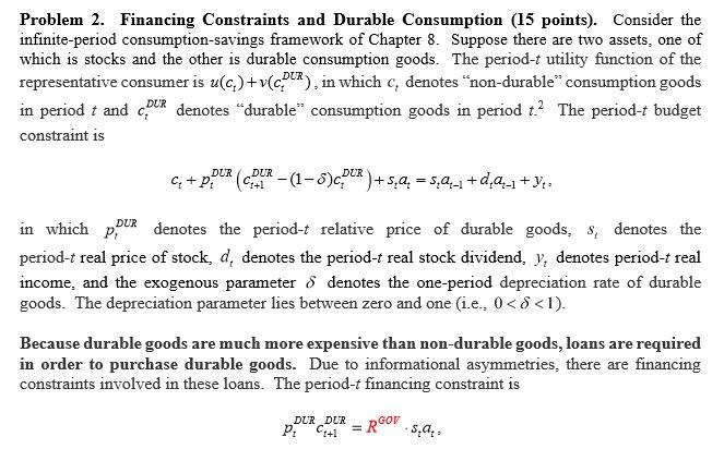 DUR + B(1-6)MAP =0. (4) a. (9 points) Using the first-order conditions