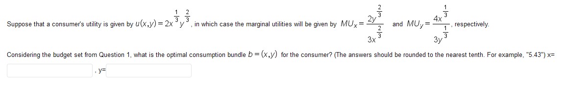  W / N w/ - Suppose that a consumer's utility is