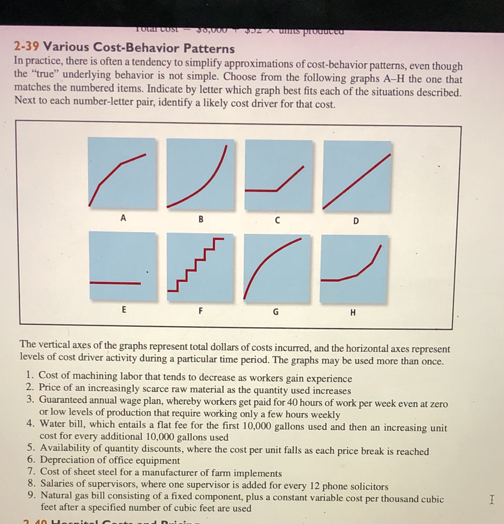  2-39 Various Cost-Behavior Patterns In practice, there is often a tendency