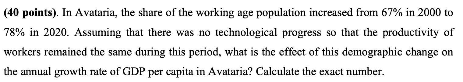 could you please give me some idea for this? (40 points). In