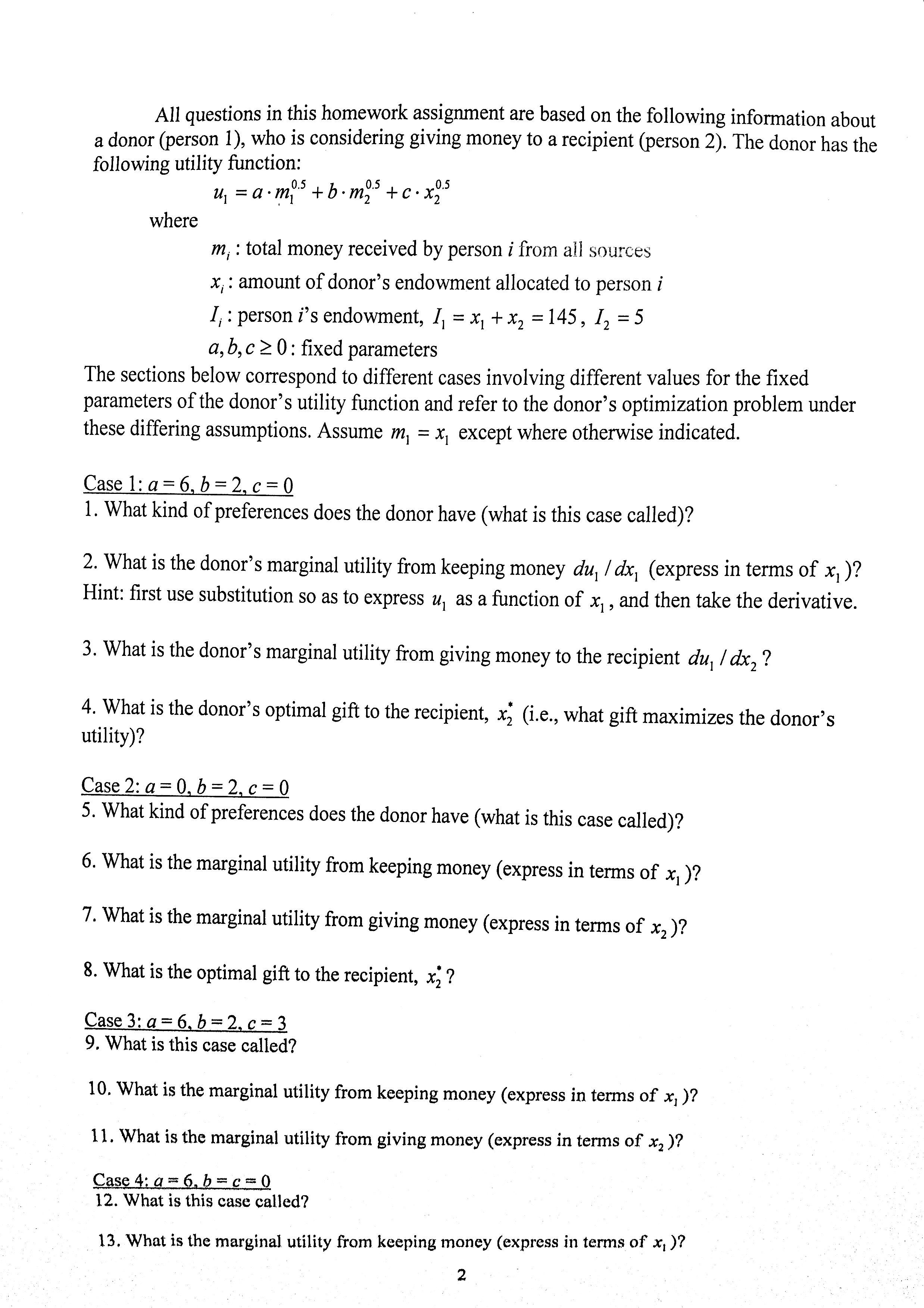 Need help with all cases except case 1! All questions in this