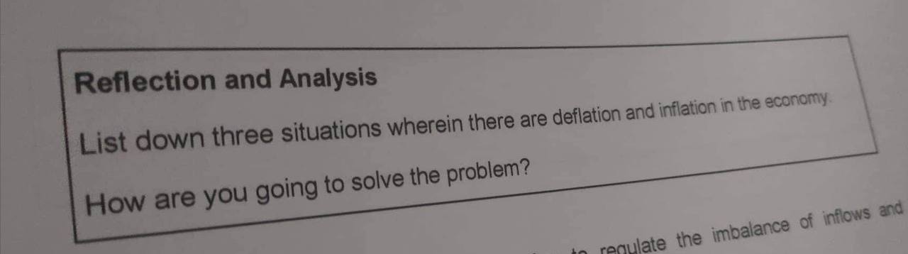 Reflection and Analysis List down three situations wherein there are deflation