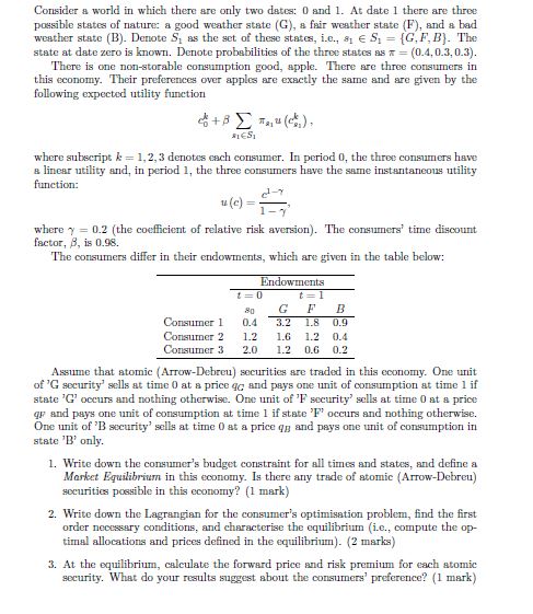 Consider a world in which there are only two dates: 0