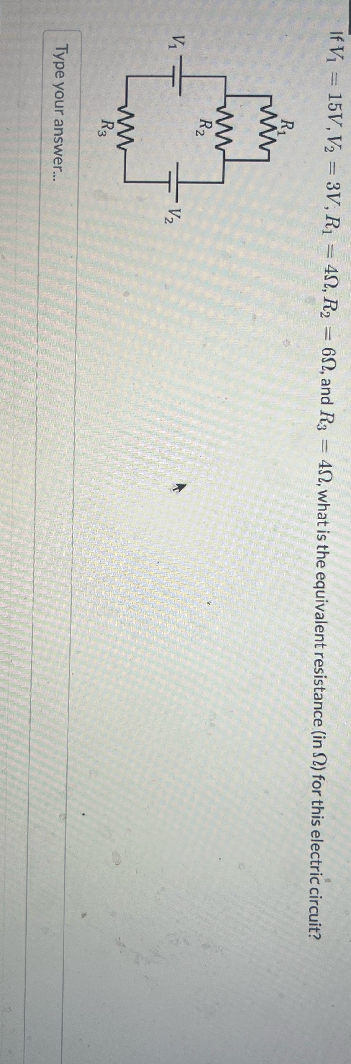  If Vi = 15V, V2 = 3V, R1 = 40, R2