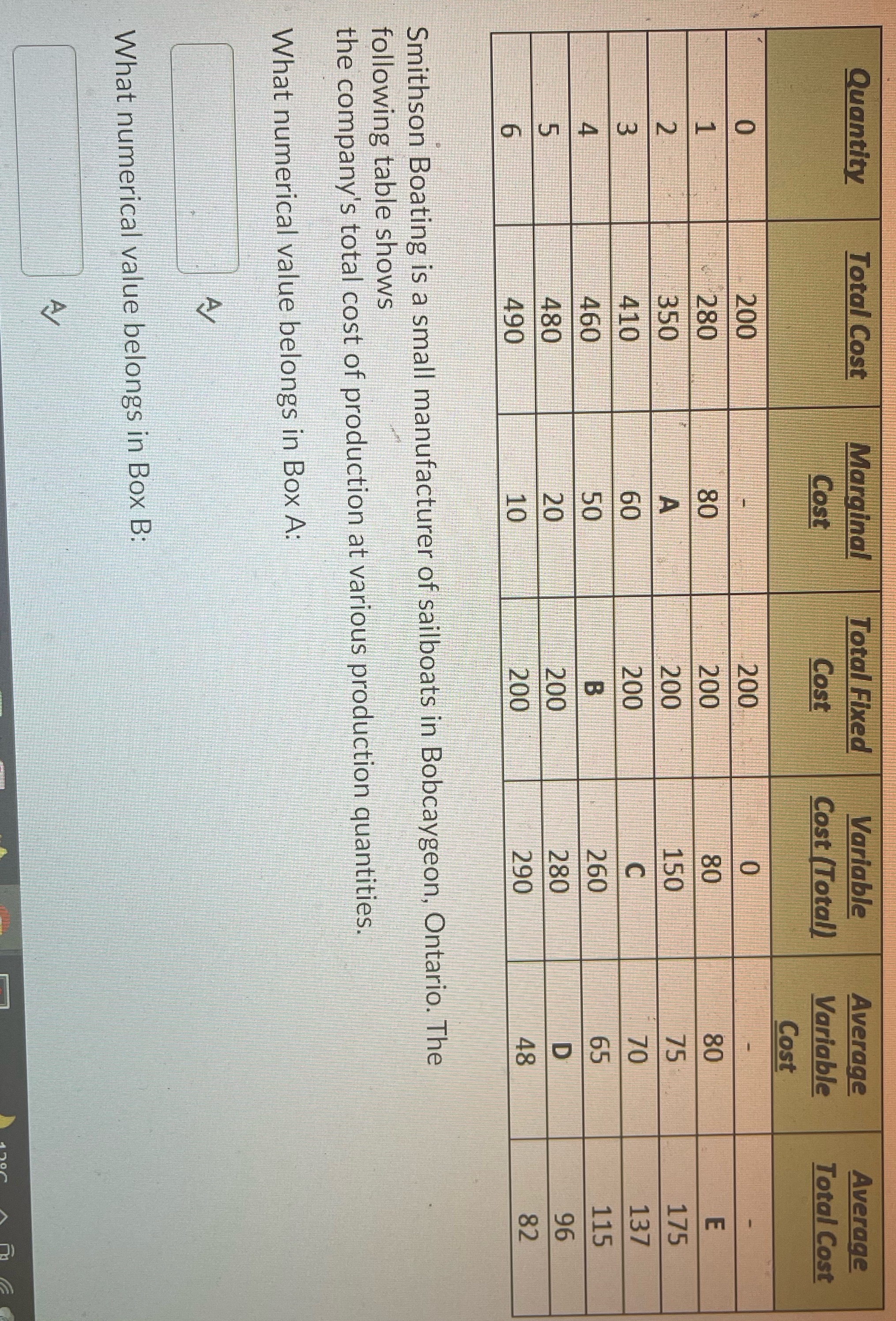 3rd question What value belongs to box CQuestion 4What value belongs to