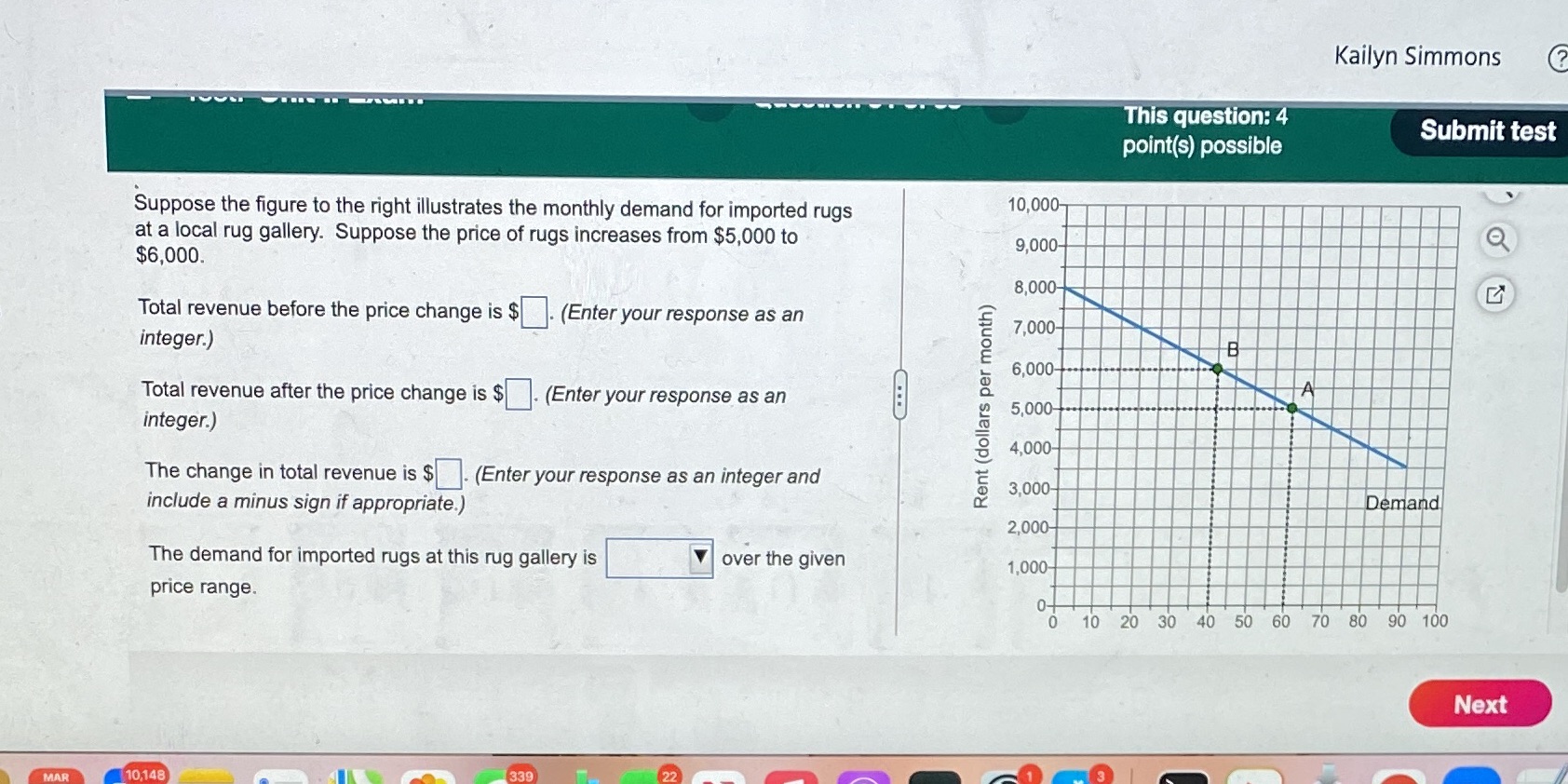  Kailyn Simmons ? This question: 4 Submit test point(s) possible Suppose