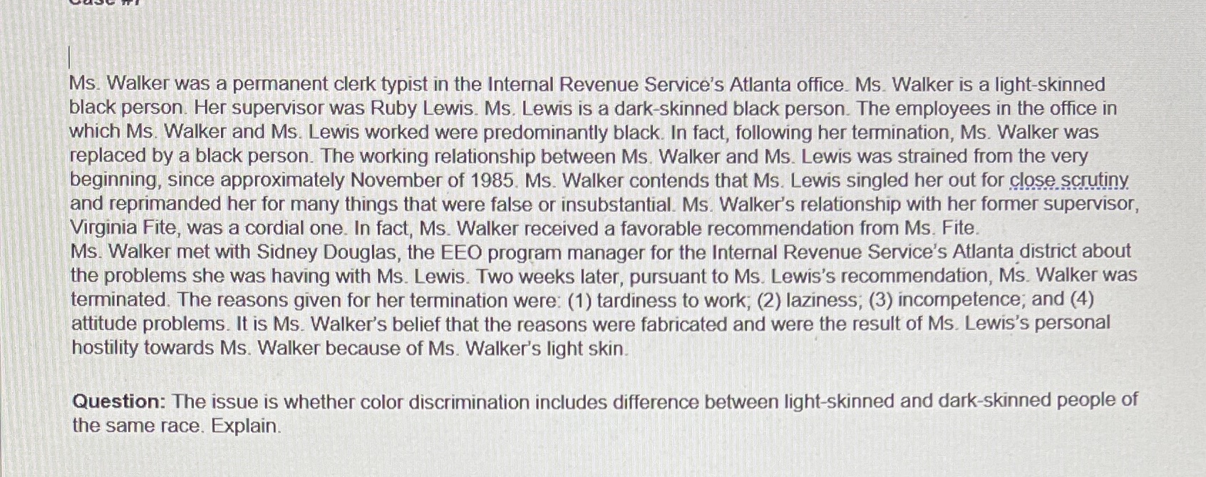 The issue is whether color discrimination includes difference between light-skinned and dark-skinned