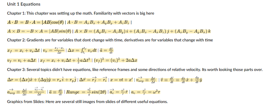 And not any other formulas apart from these should be used to