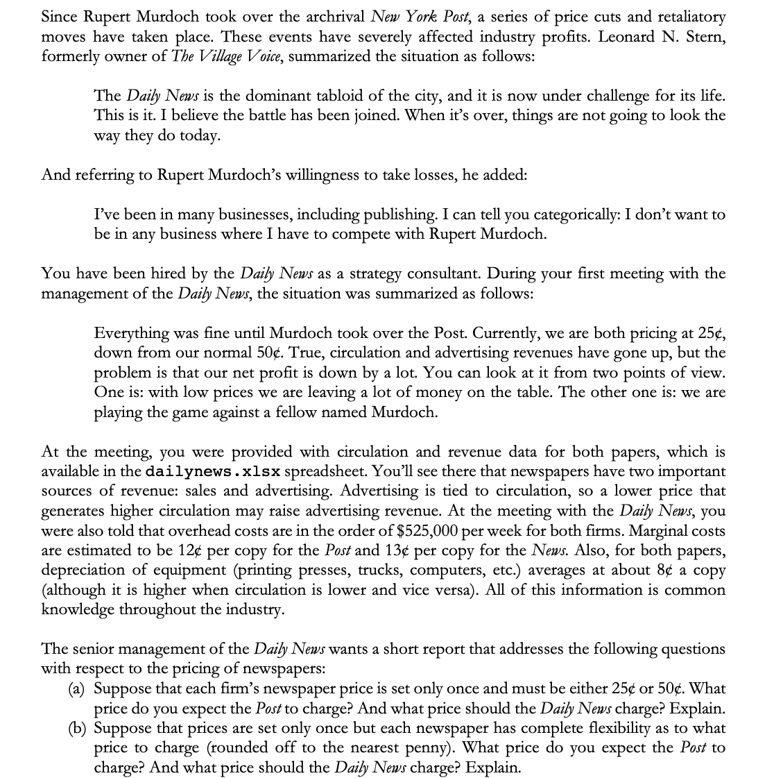 Explain the Caculation Process Since Rupert Murdoch took over the archrival New