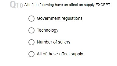 FalseQ4 The amount of a product offered for sale at all possible