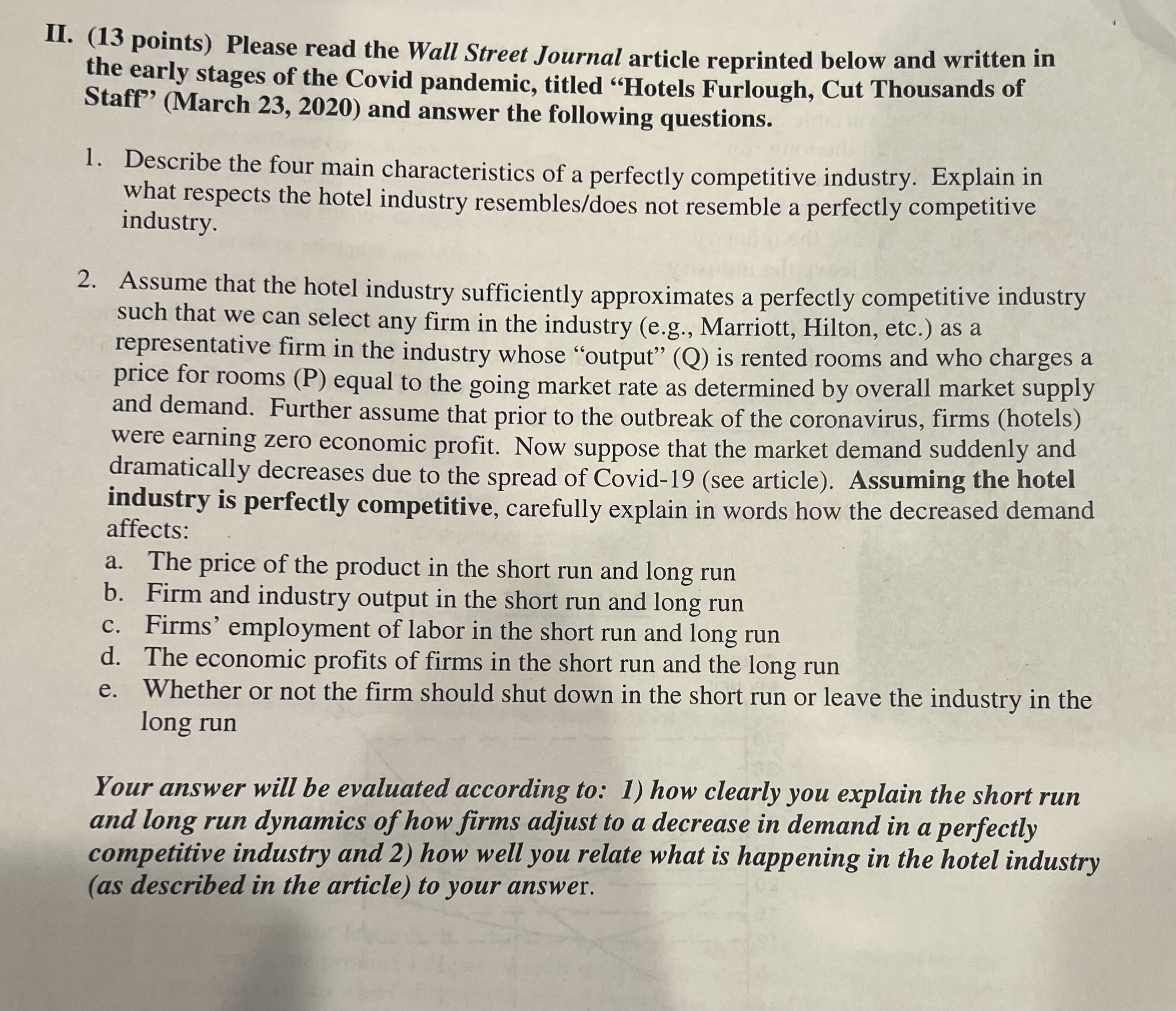 Need assistance on this!! II. (13 points) Please read the Wall Street