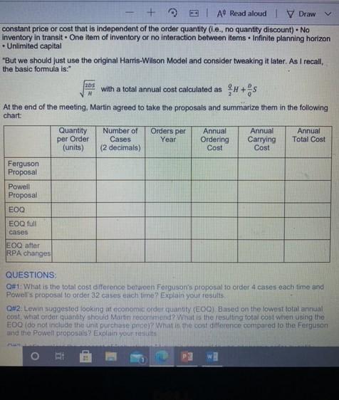  + E A9 Read aloud | Draw constant price or cost