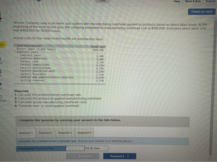  Help Save & Exit Submit Check my work Verizox Company uses