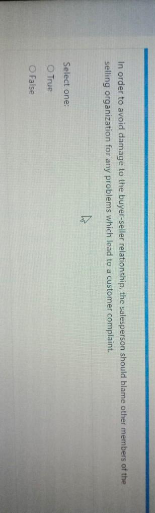 In order to avoid damage to the buyer-seller relationship, the salesperson
