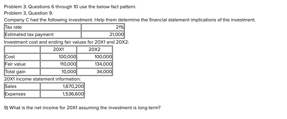  21% Problem 3. Questions 6 through 10 use the below fact