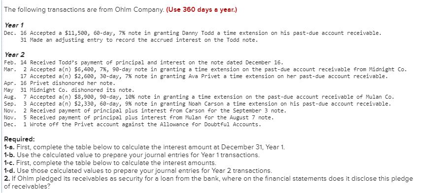 PLEASE HELP WITH THE FINAL TABLE. thanks!! The following transactions are from