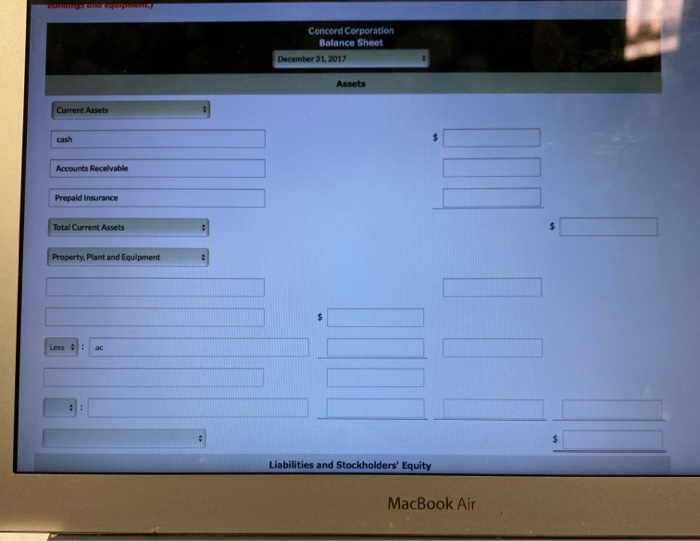 statements of Concord Corporation at December 31, 2017 Building $90,988 Accounts receivable