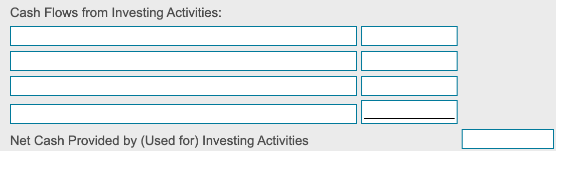 sign or parentheses for amounts that result in a decrease in cash.