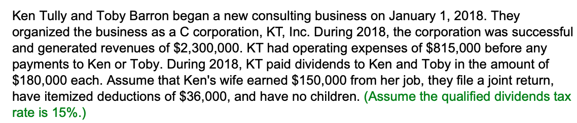  Ken Tully and Toby Barron began a new consulting business on