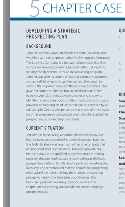 chapter 5 Sell 6th edition BACKGROUND Jennifer Hamman graduated from the state