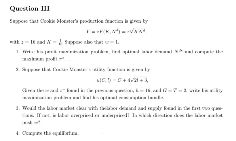 Hello, I would like the answer to this question please. Question III