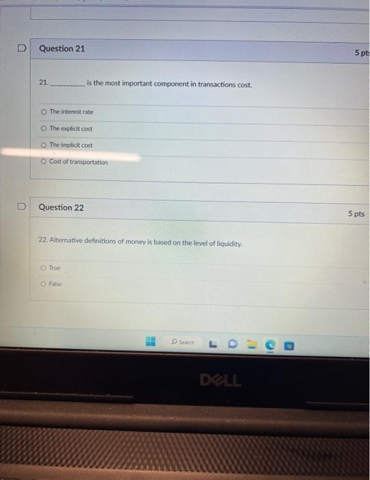 D Question 21 5 pt 21 is the most important component