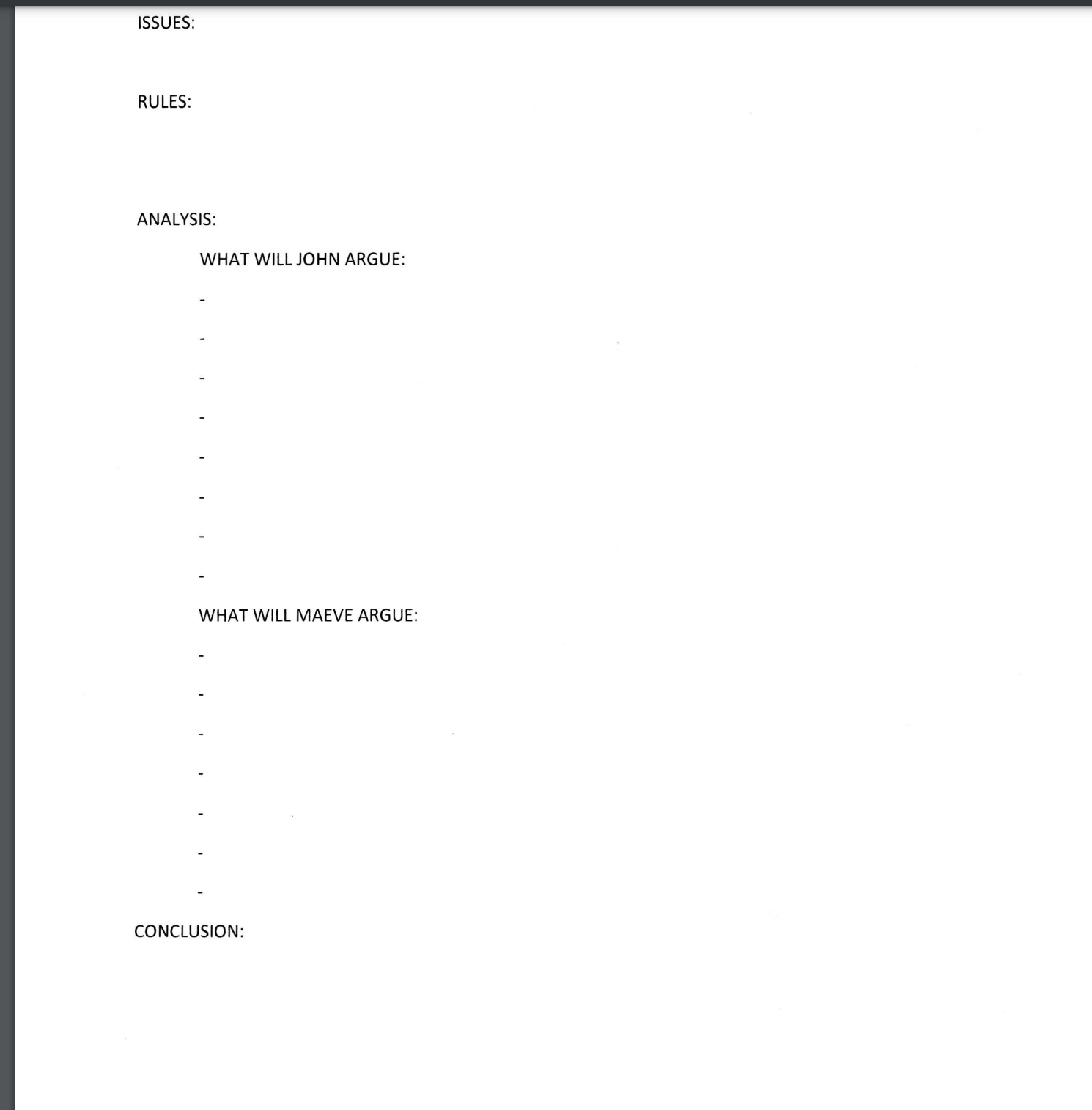  IRAC FACT PATTERN:This is a lawsuit between John and the nationally