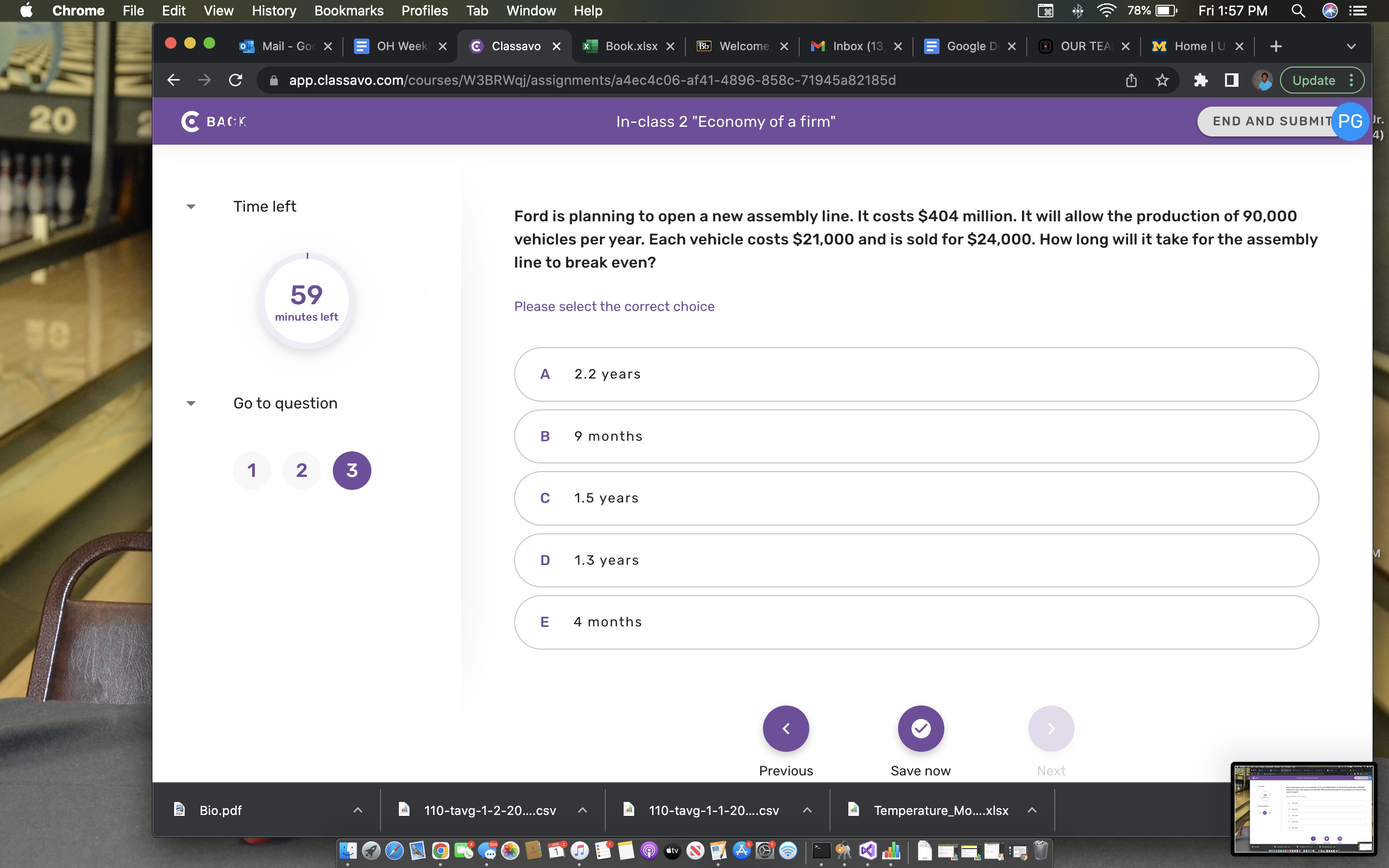 Classavo X x Book.xIsx X Bb Welcome, X M Inbox (13, X