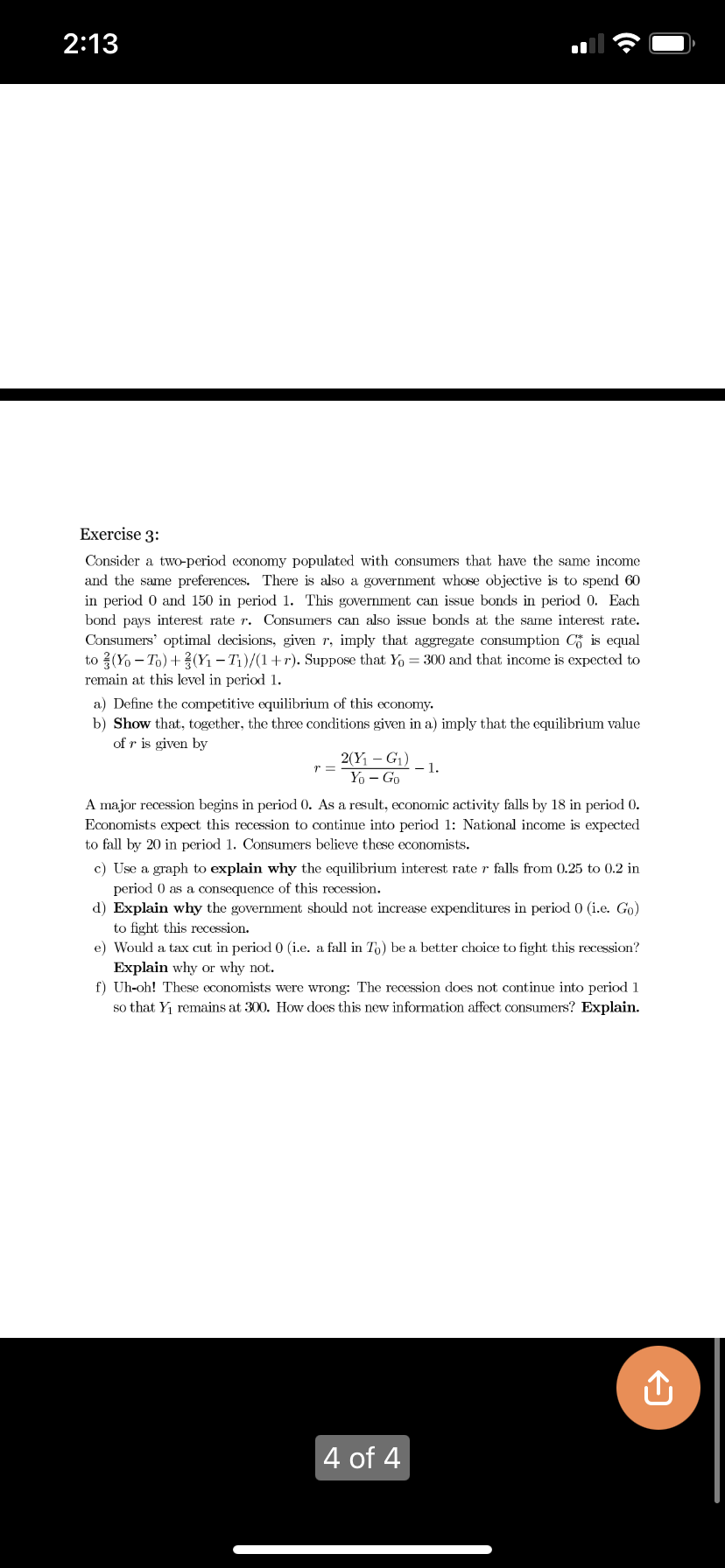 This is the exercise 2:13 Exercise 3: Consider a two-period economy populated