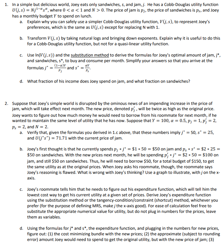 1. In a simple but delicious world, Joey eats only sandwiches,