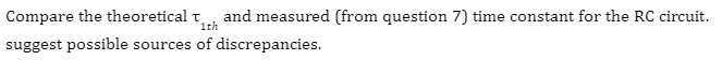 and discharging time of specific capacitors. Equipment Voltage source, multimeter/voltmeter, breadboard, 2