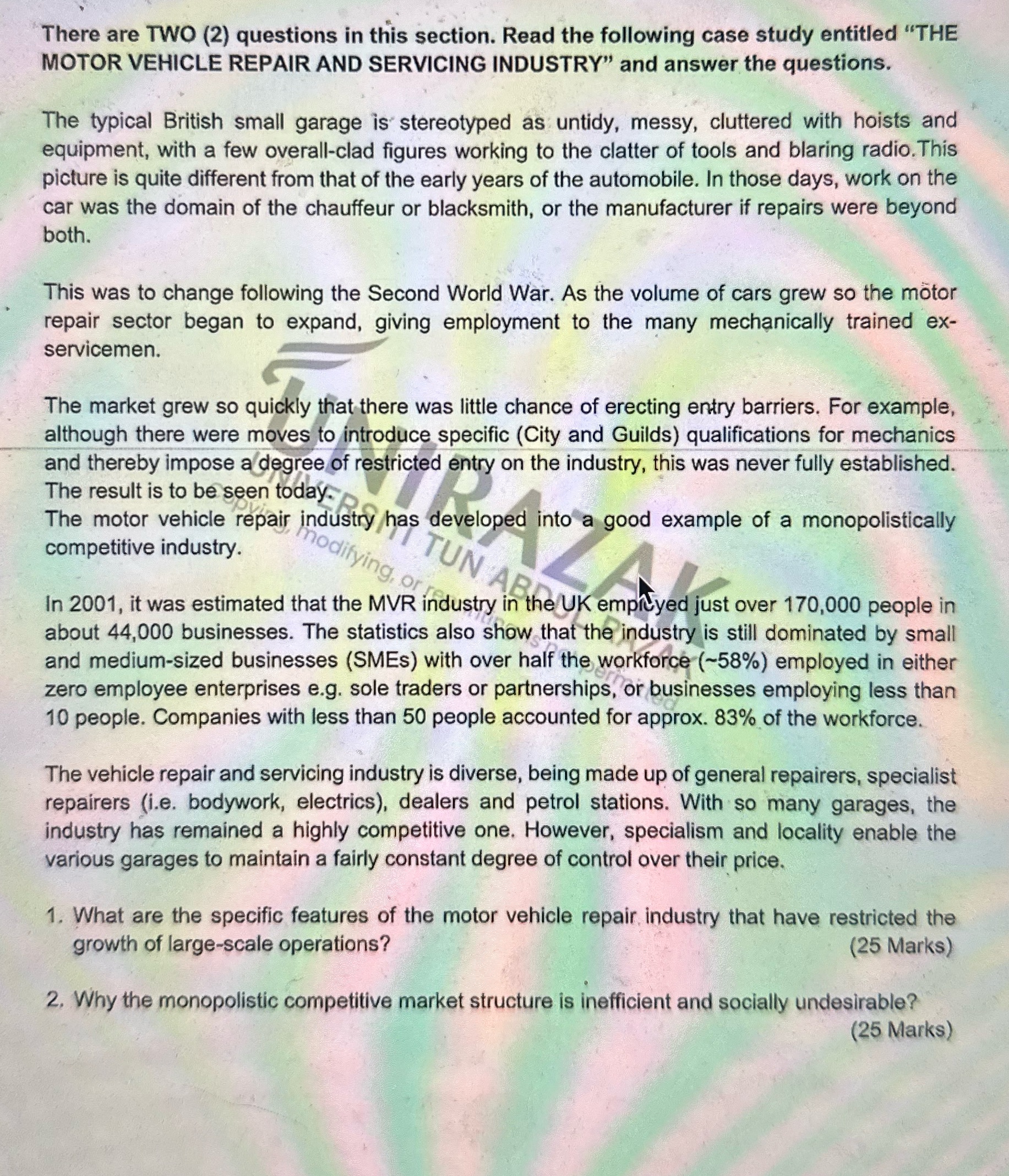 Please help There are TWO (2) questions in this section. Read the