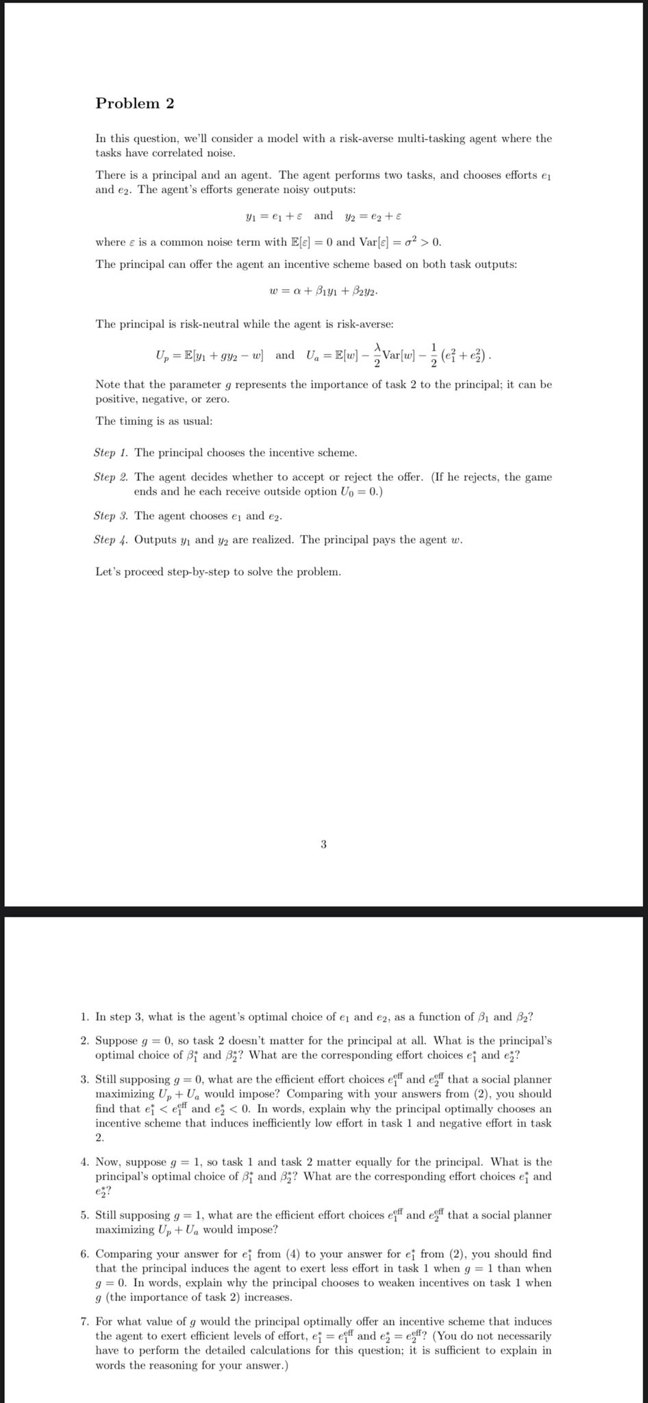 Problem 2 In this question, we'll consider a model with a