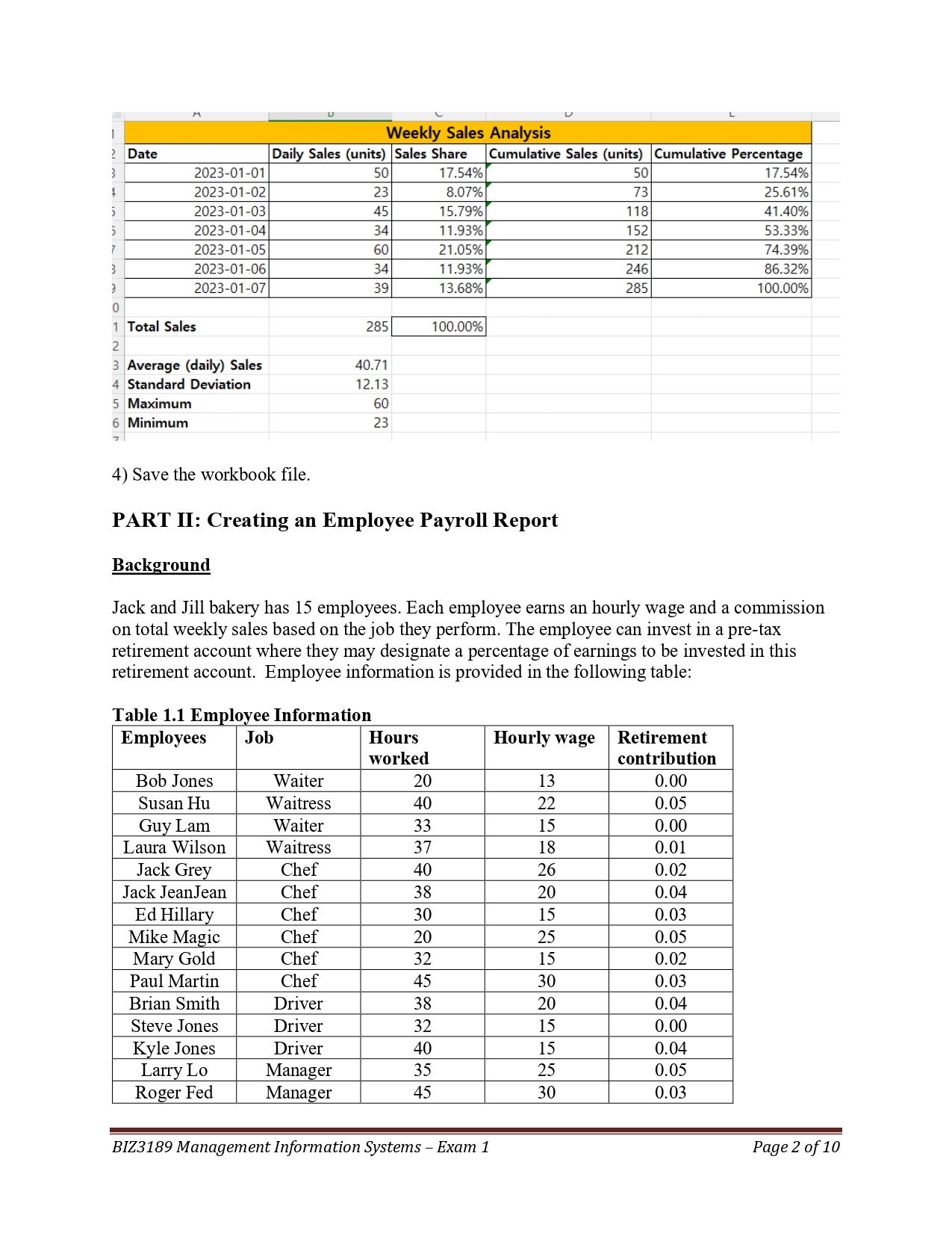 exam aim at developing a basic level of understanding on Excel and