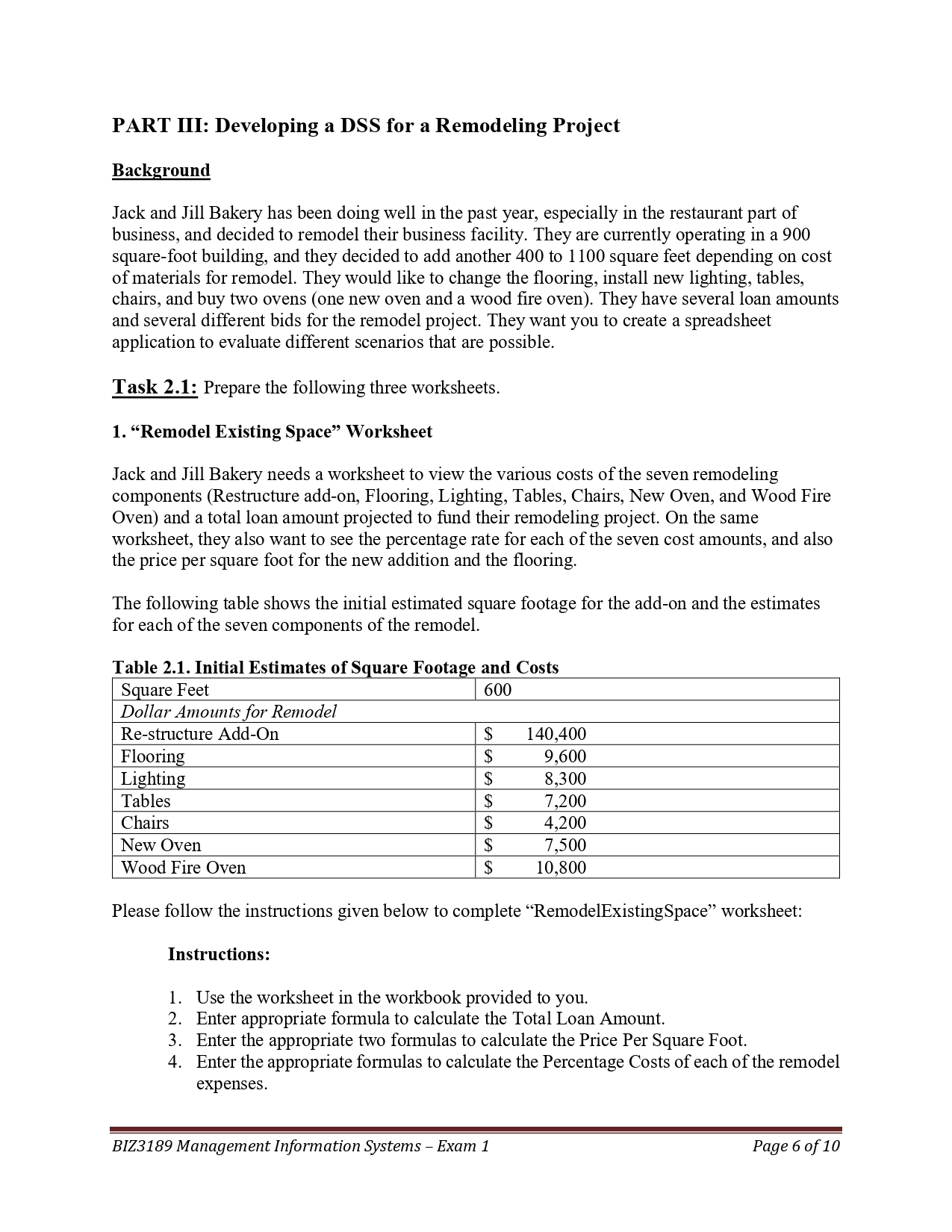 complete within one saved workbook (file) which will contain one worksheet (Cumulative).