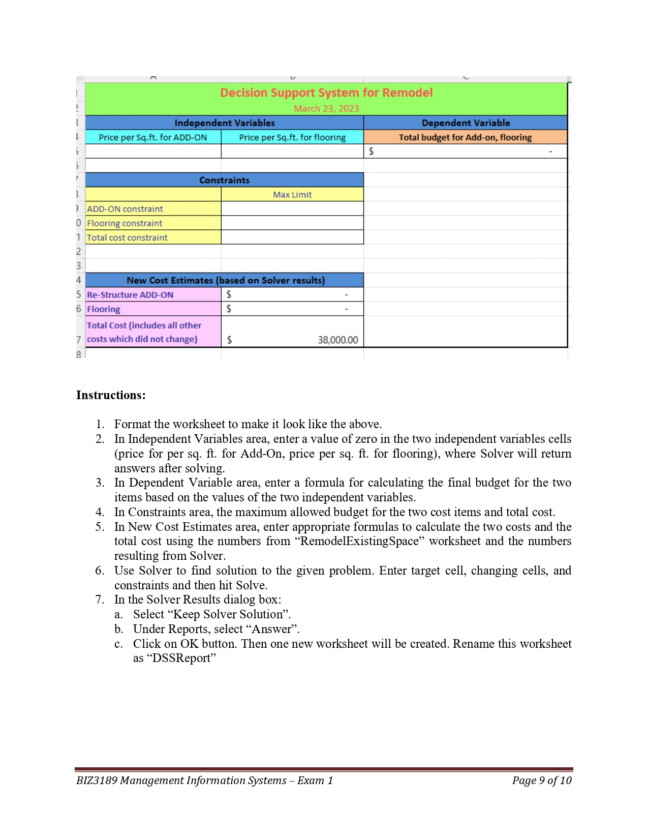 and format them shown in the spreadsheet below. (Ensure that each cell